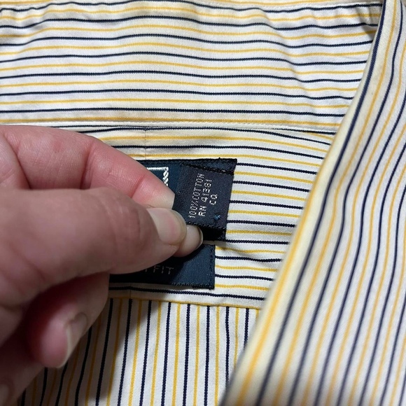Polo Ralph Lauren Men’s 36/37 Yellow Striped Dress Shirt Button Up Classic Fit - Picture 6 of 8